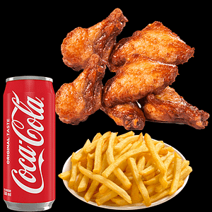 products 35. menü chicken wings mit cola und pommes